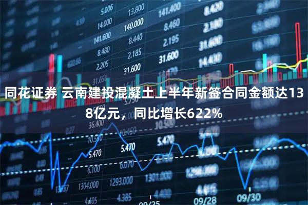 同花证券 云南建投混凝土上半年新签合同金额达138亿元，同比增长622%