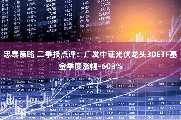 忠泰策略 二季报点评：广发中证光伏龙头30ETF基金季度涨幅-603%
